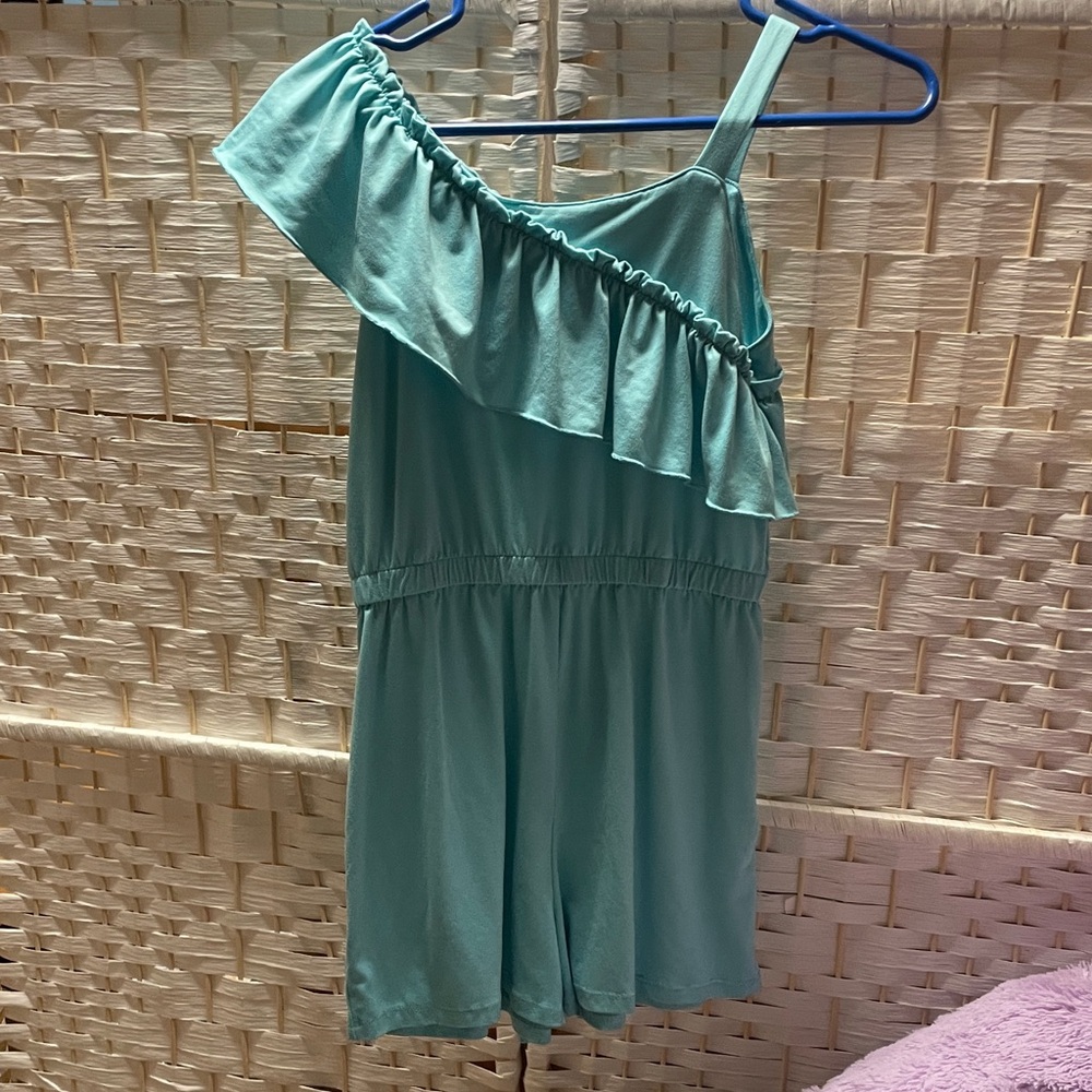 BCBGirls Aqua Ruffle One-Shoulder Bodysuit
